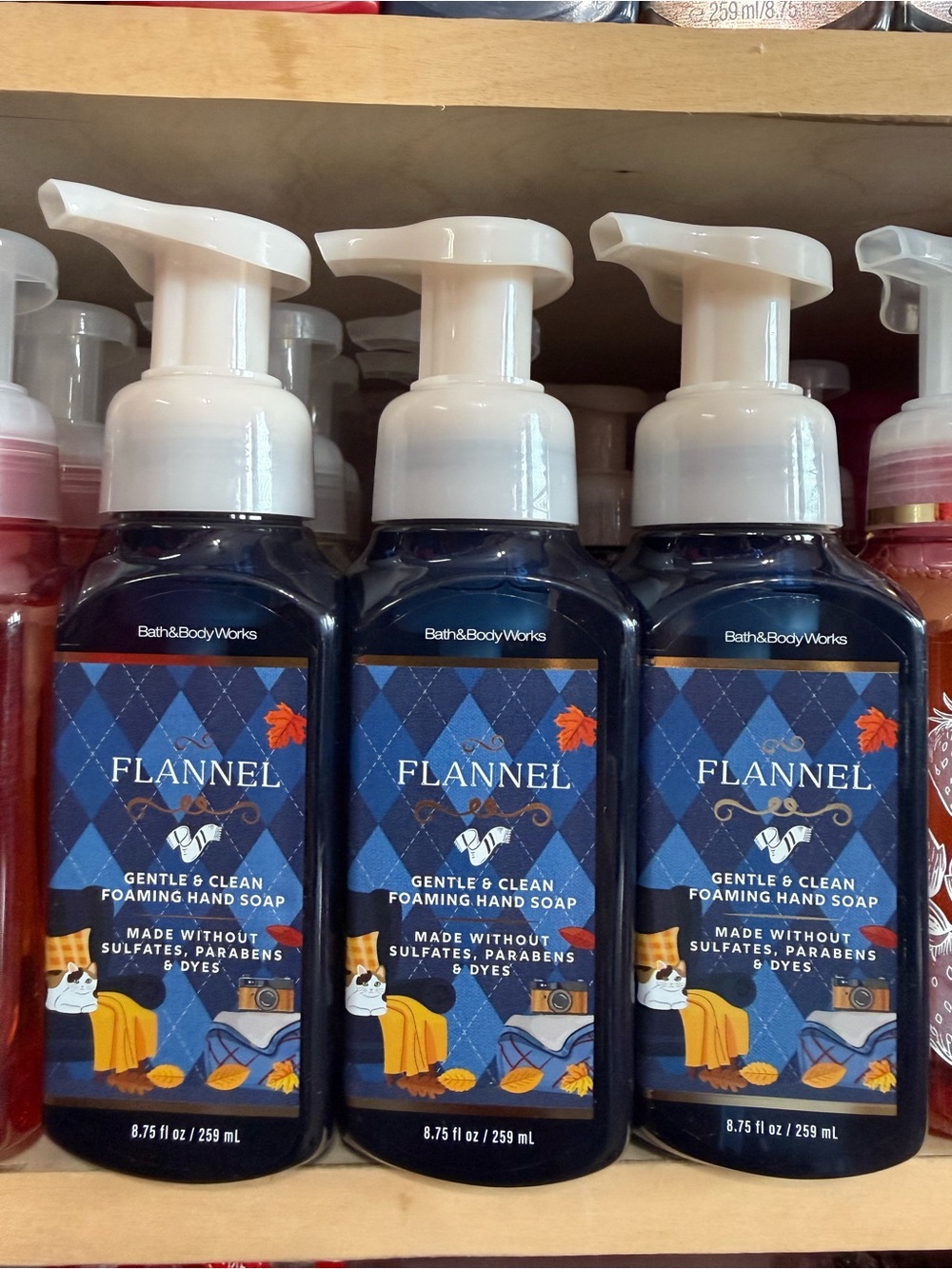 3 Bath & Body Works Flannel Gentle & Clean Foaming Hand Soap - Blue